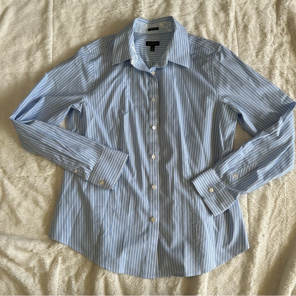 Talbots Button Down Collared Shirt, 8 - image 1